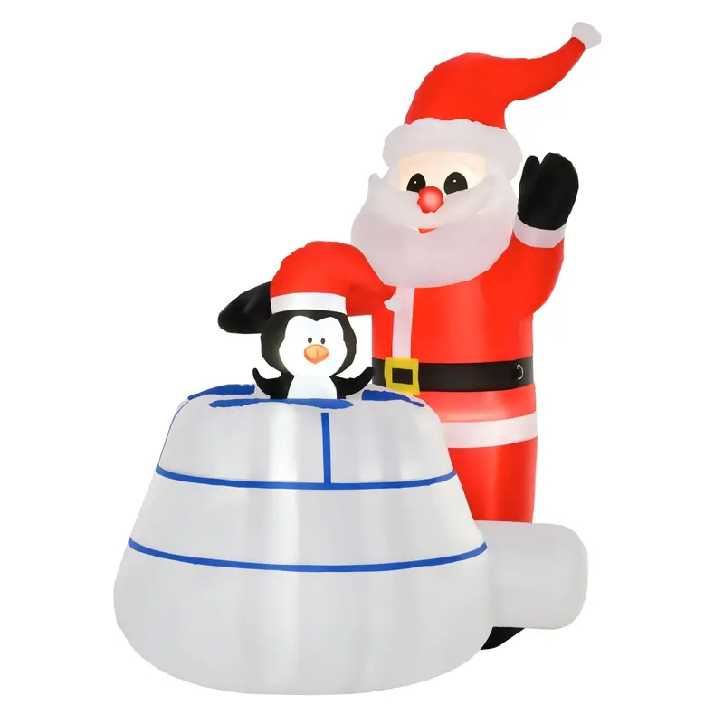 1.6-Meter Inflatable Penguin & Santa Scene with Ice House – Outdoor LED Holiday Display by Homcom