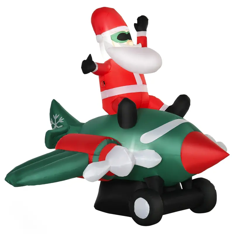 1.6m Dual-Theme Inflatable Santa with Airplane – Indoor/Outdoor Holiday Decor