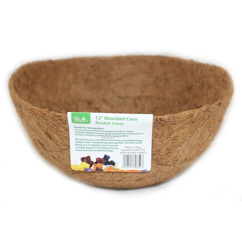 12-Inch Coco Fibre Hanging Basket Liner – Molded Shape