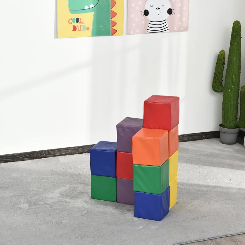 12-Piece Colorful PU Soft Building Blocks – Stackable Learning Toys for Kids