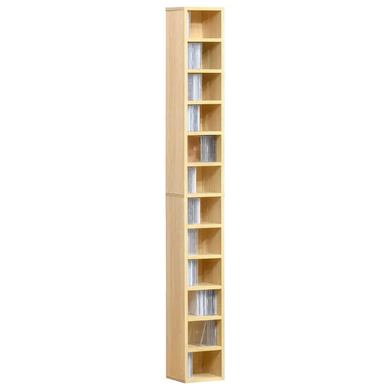 12-Shelf Media Tower for CDs, Books, and Multimedia – Vertical Display Rack