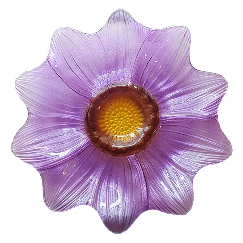 14-Inch Purple Floral Bird Bath – Decorative Garden Feature