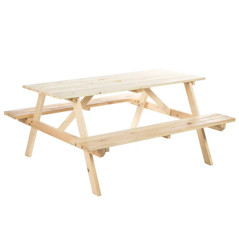 150cm Wooden Picnic Table Set for 4 – Outdoor Garden or Patio with Parasol Hole