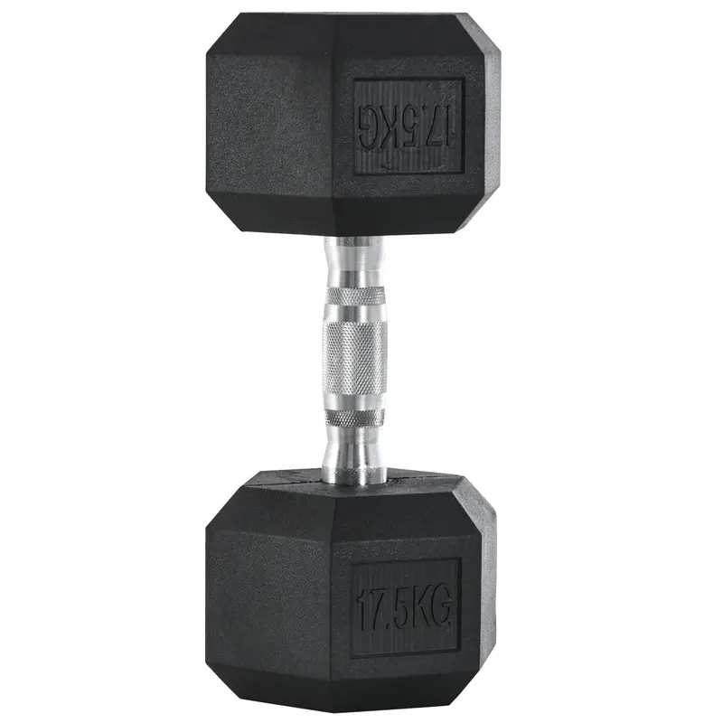 17.5kg Single Hex Dumbbell – Solid Rubber-Coated Home Gym Weight for Strength Training