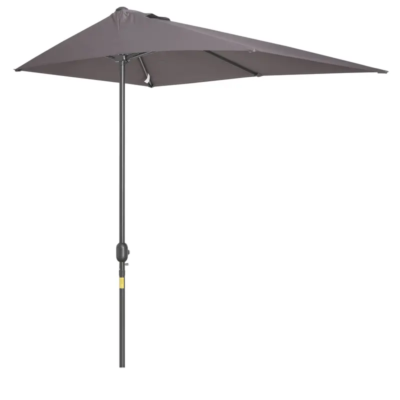 2.3m Half-Round Balcony Parasol – Retractable Metal Sun Shade in Grey