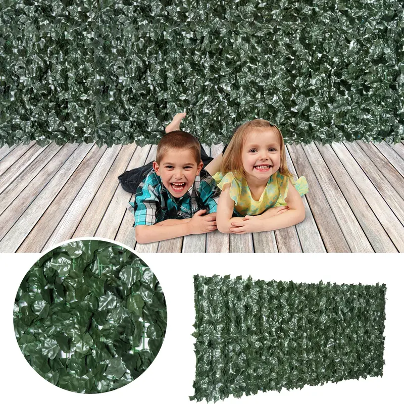 2.4 m × 1 m Artificial Hedge Screen – Lifelike Dark Green Leaf Privacy Panel for Indoor or Garden Use