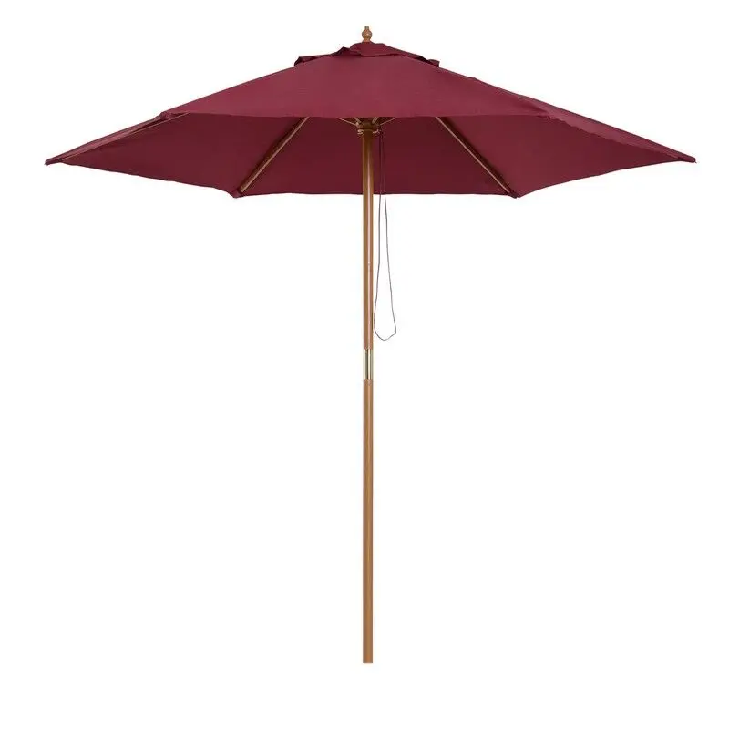 2.5-Metre Wooden Garden Parasol – Red Wine Finish