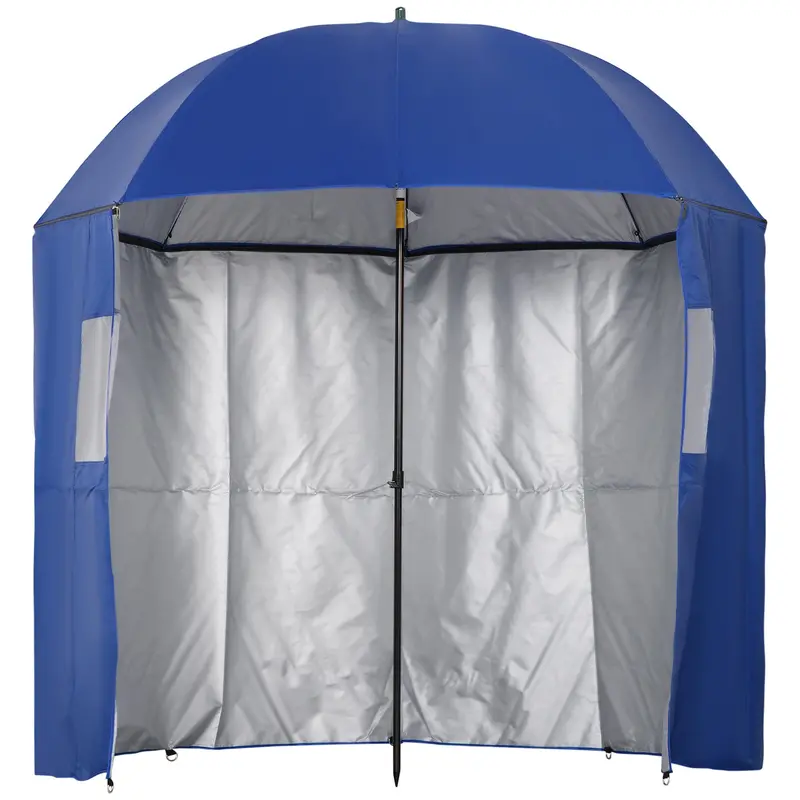 2 m Fishing & Beach Parasol with Side Panels, Tilt Function, and Carry Bag