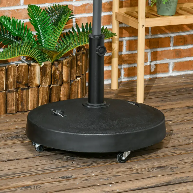 23.5 kg Wheeled Resin Parasol Base – Portable Umbrella Stand with Retractable Handles