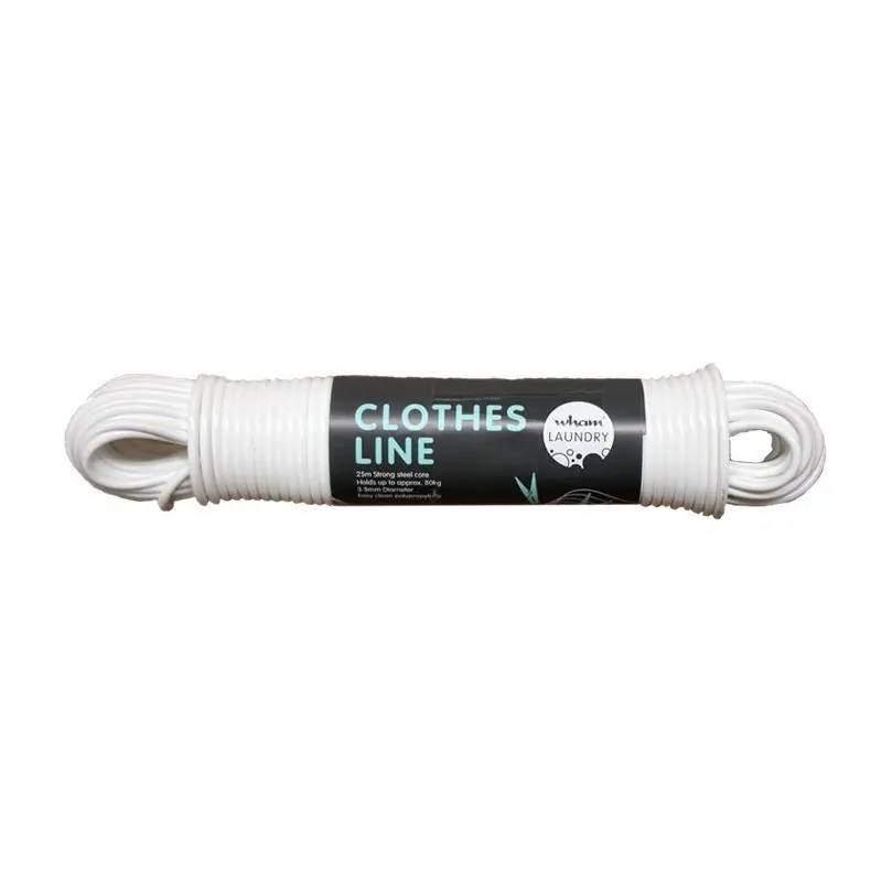 25-Metre White Steel-Core Clothesline – Durable & Tangle-Free