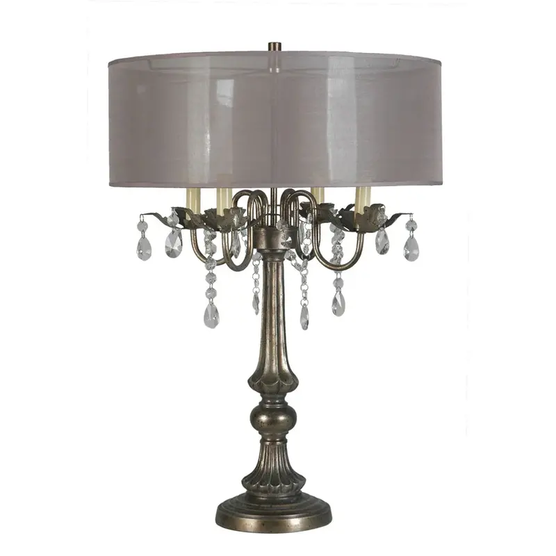 28-Inch Antique Silver Table Lamp Bundle (2)