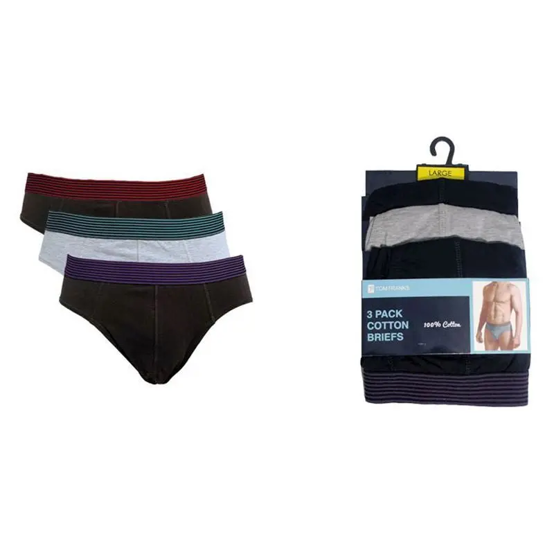 3-Pack Men’s Striped Waistband Cotton Briefs