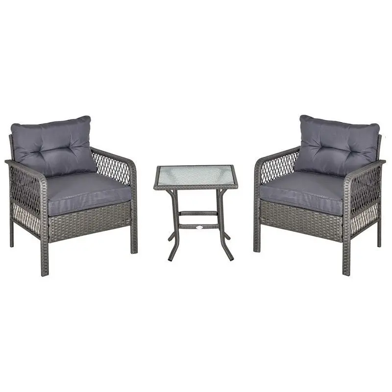 3-Piece Outdoor Bistro Set in Woven PE Rattan