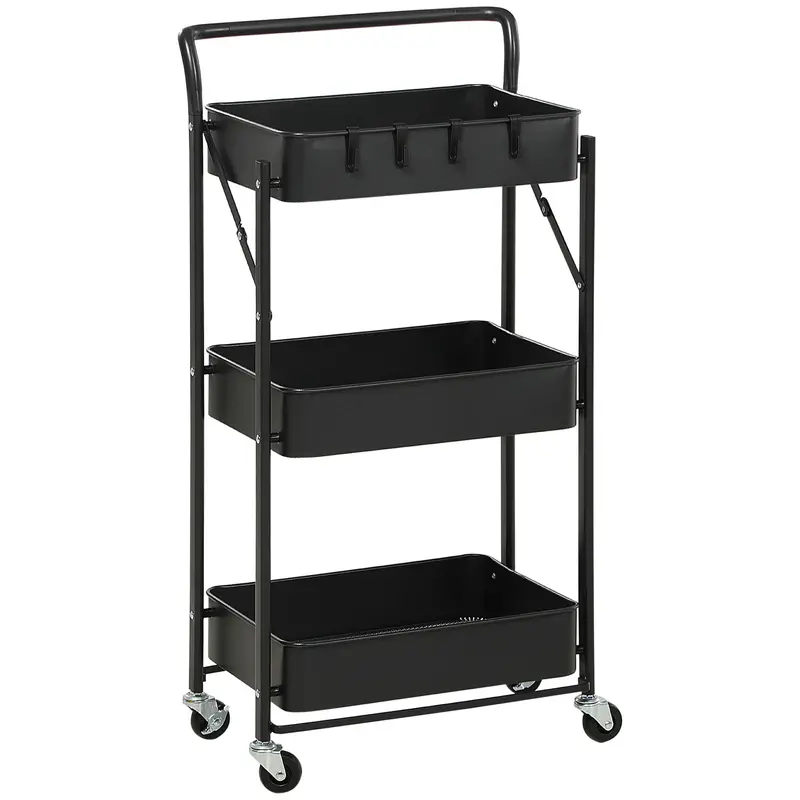 3-Tier Rolling Storage Trolley – Lightweight Utility Cart for Home or Office