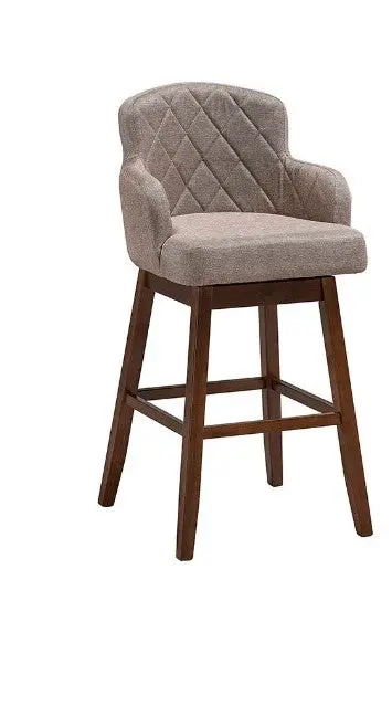 30-Inch Armrest Bar Stool with Diamond-Quilted Upholstered Back