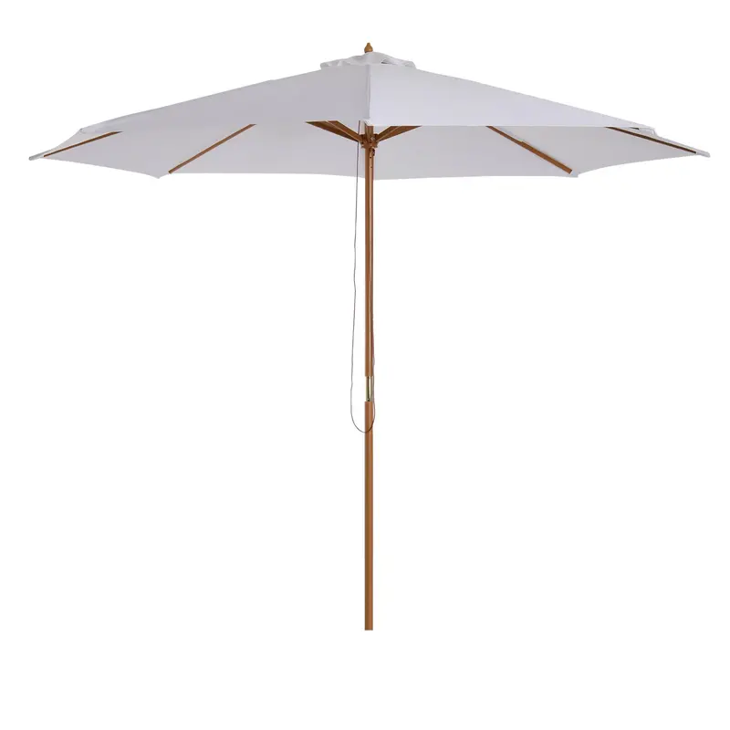 3M Bamboo Garden Parasol – 8-Rib Sun Shade Umbrella with Fir Wood Pole
