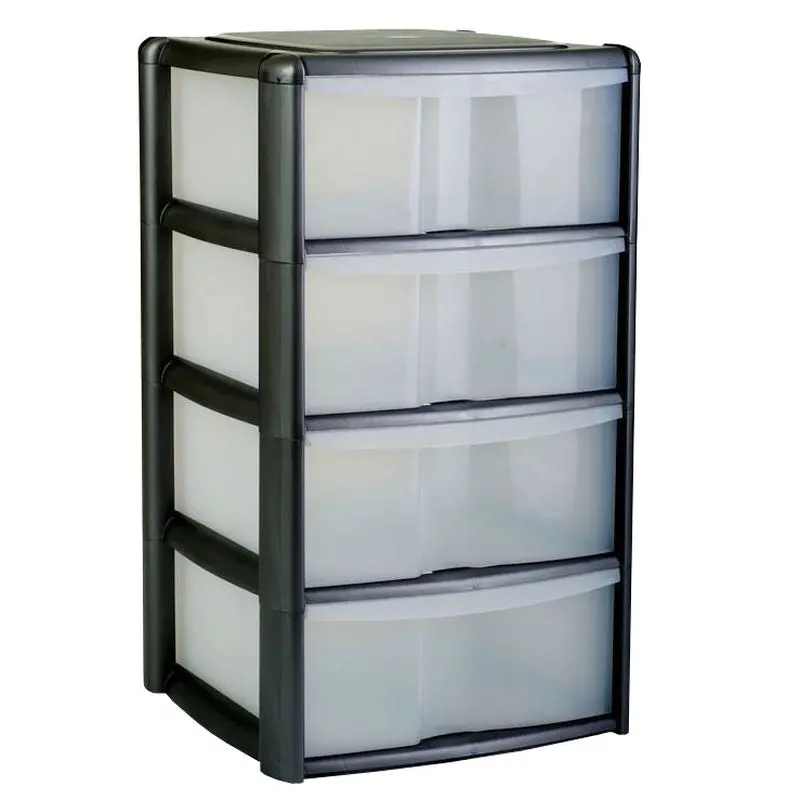 4-Drawer Clear & Black Storage Unit – 127L Heavy-Duty Plastic Organizer by Premier