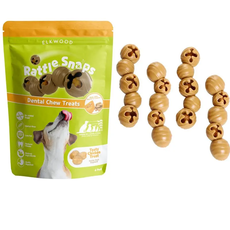 4-Pack Elkwood Rattlesnaps Dental Chews – Variety Pack for Canine Oral Care