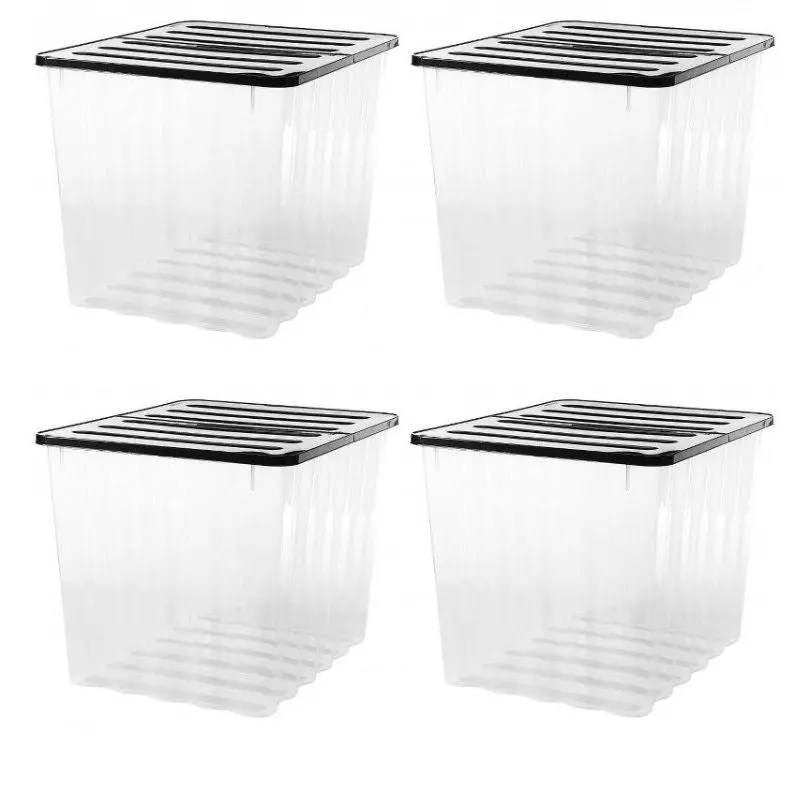 4-Pack Extra-Large 110L Clear-and-Black Plastic Storage Boxes – Supa Nova by Strata