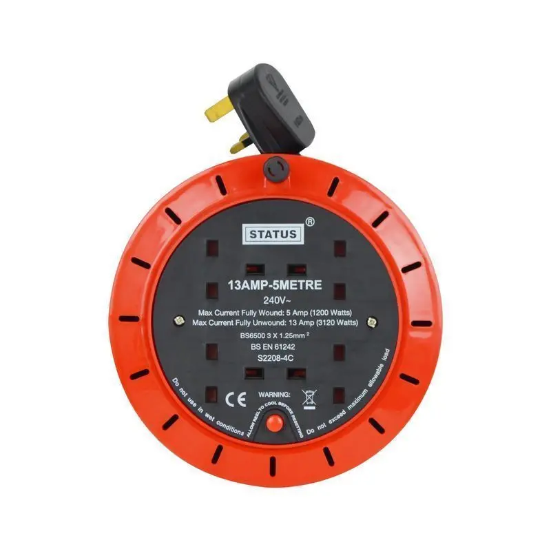 4-Socket Retractable Extension Reel – 5-Metre Flexible Cable Management System