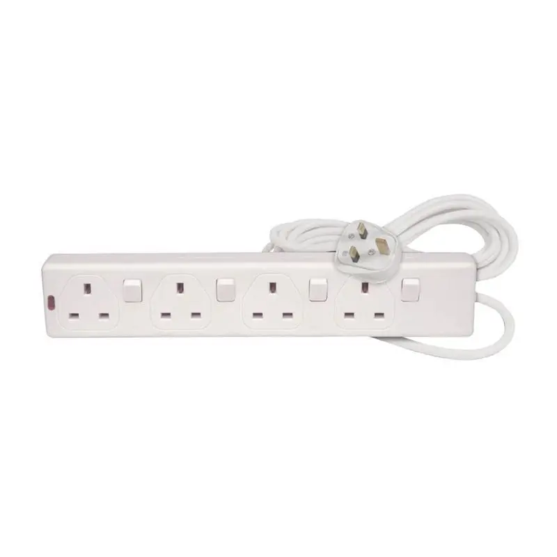 4-Way Individually Switched Extension Lead – 2-Metre Heavy-Duty Socket