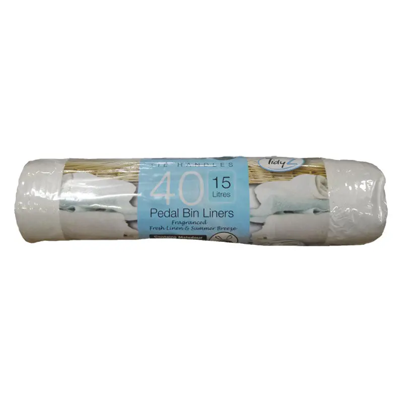 40 Fragranced Pedal Bin Bags – Fresh Linen Scent, Tie Handles