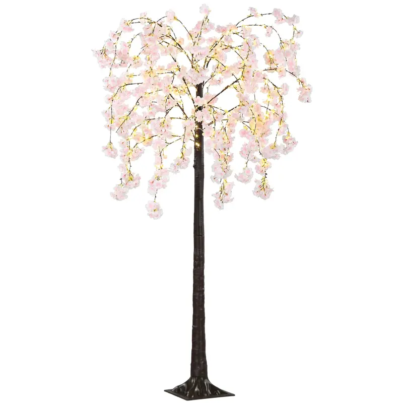6-Foot Pink Blossom Artificial Christmas Tree with Warm White LED Lights (10 Tips)