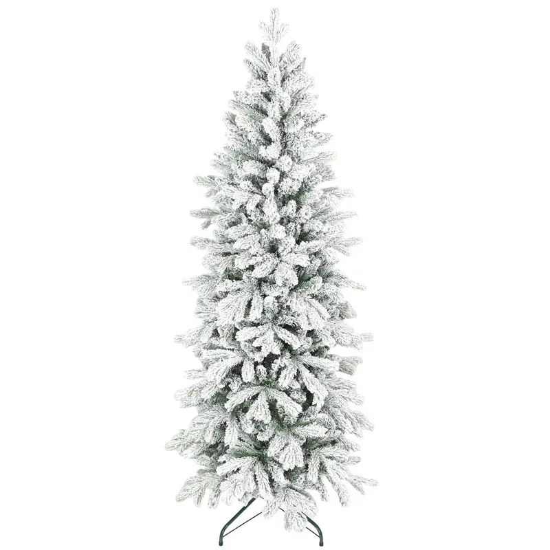6-Foot Slim Frosted Artificial Christmas Tree – White & Green, 756 Tips