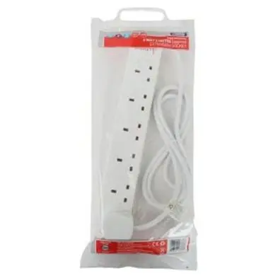 6-Outlet Surge-Protected Extension Socket – 2-Metre Power Strip with Safety Features