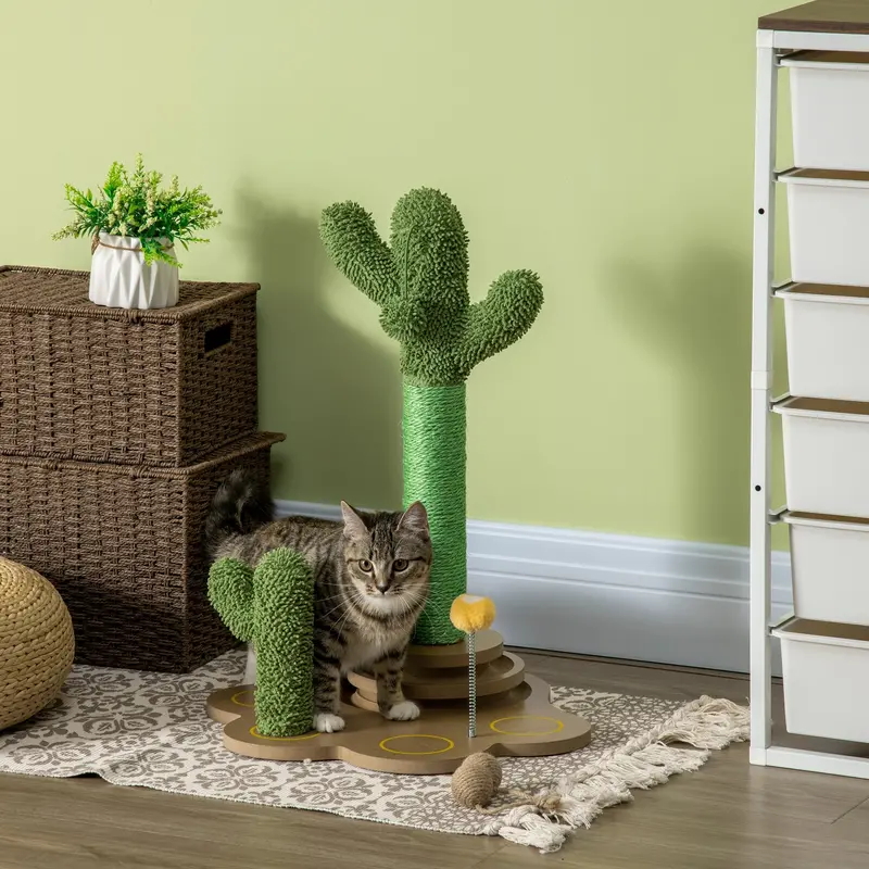 60 cm Chenille Fabric Cat Tree – Multi-Level Scratching & Resting Tower