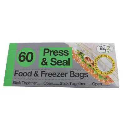 60-Pack Resealable Press-and-Seal Food Storage Bags