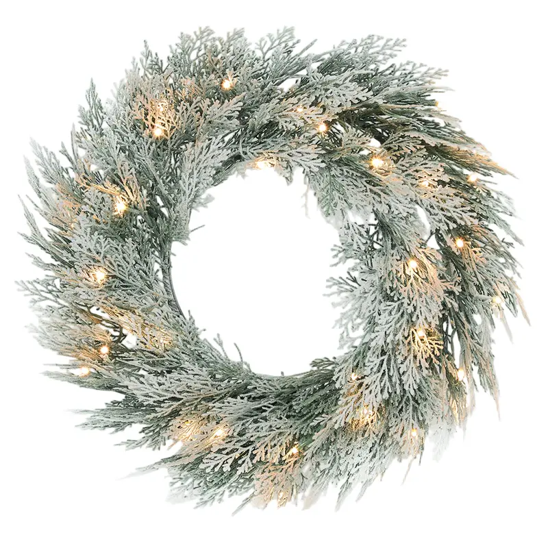 60cm Frosted Green Christmas Wreath – Festive Indoor or Outdoor Decoration