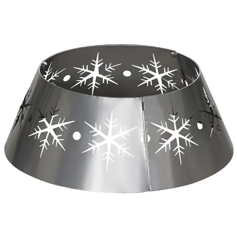 66cm Metallic Silver Christmas Tree Skirt – Elegant Holiday Base Cover