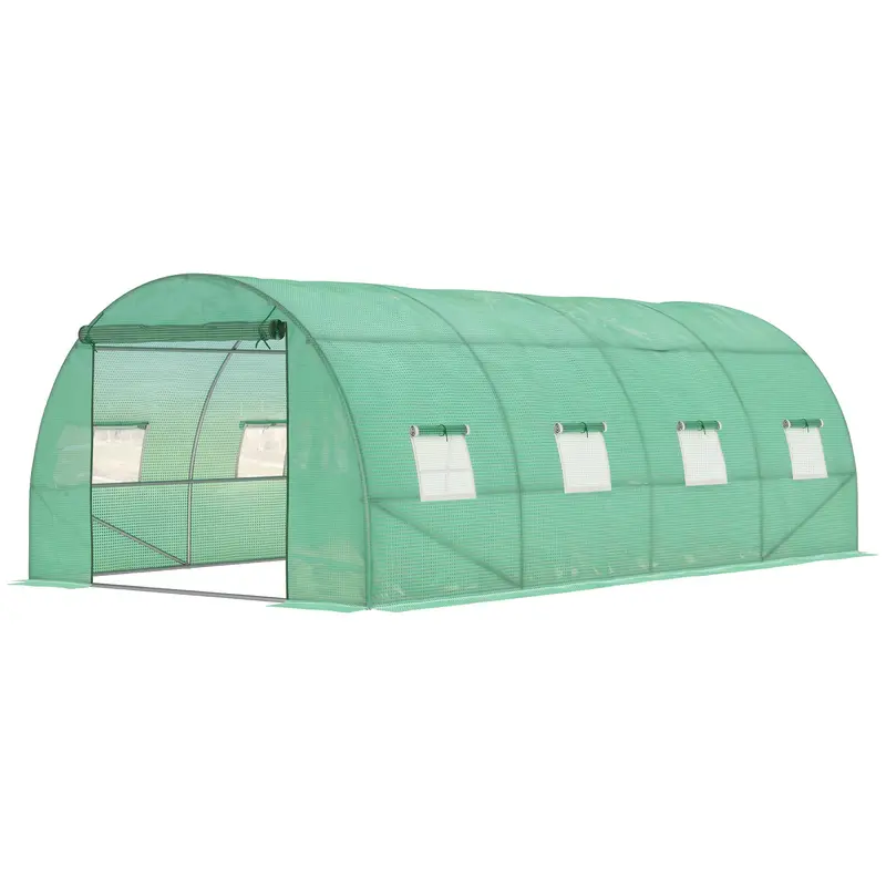 6m x 3m Walk-In Polytunnel Greenhouse with Windowed Door for Plants & Flowers