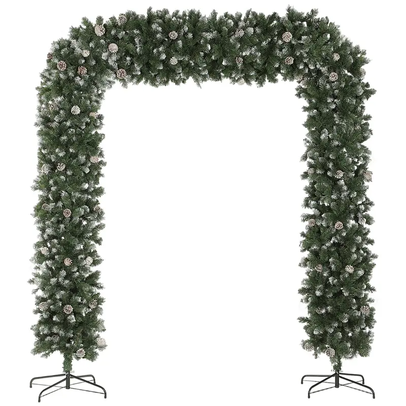 8-Foot Frosted Pinecone Arch Tree – Artificial, White & Green, 2100 Tips