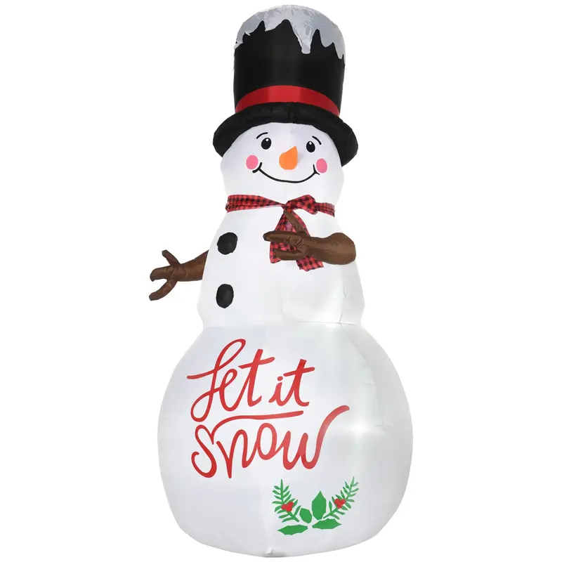 8-Foot Inflatable Christmas Snowman – LED-Lit with Black Hat & Red Scarf