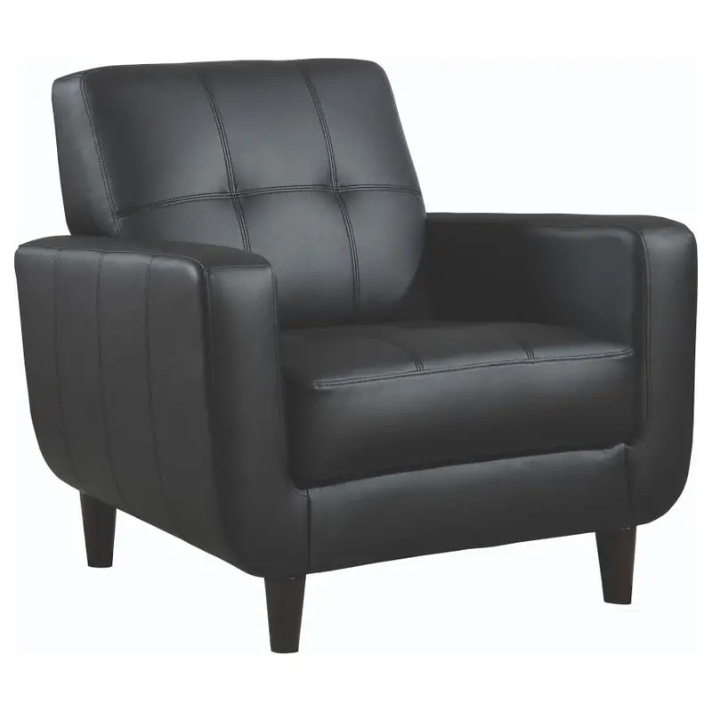 Aaron Tufted Track-Arm Accent Chair – Black Upholstered Lounge Seat