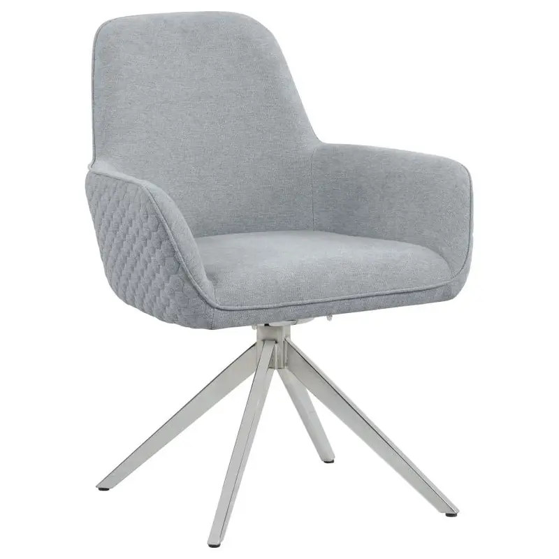 Abby Light Gray Fabric Swivel Dining Arm Chair