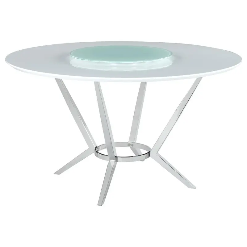 Abby White High-Gloss Round Lazy Susan Dining Table