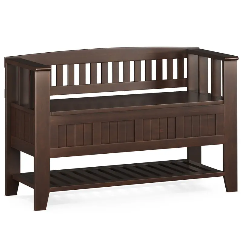 Acadian Brown Entryway Bench with Open Shelf
