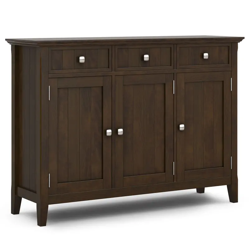 Acadian Entryway Cabinet in Earthy Brown Finish with Organized Shelving