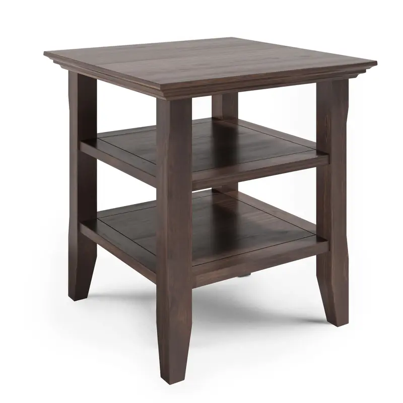Acadian Warm Walnut End Table with Soft-Close Drawers and Rounded Edges