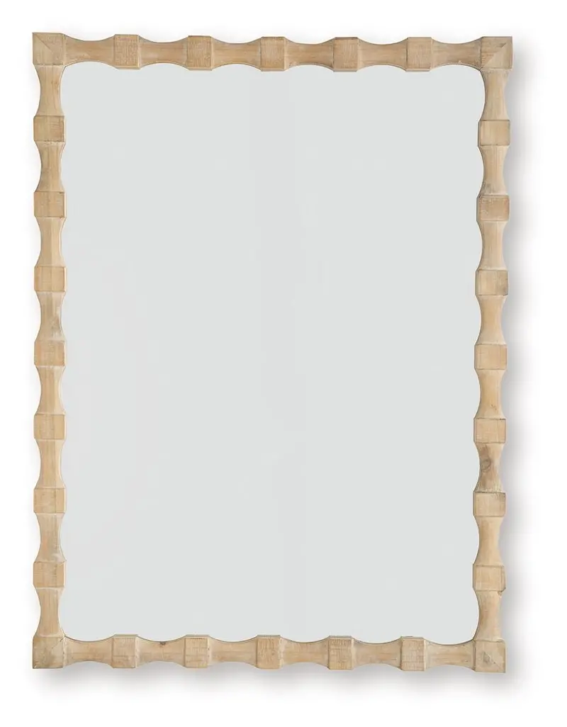 Acelmore Light Brown Accent Mirror – Warm Wood-Frame Reflective Decor Piece