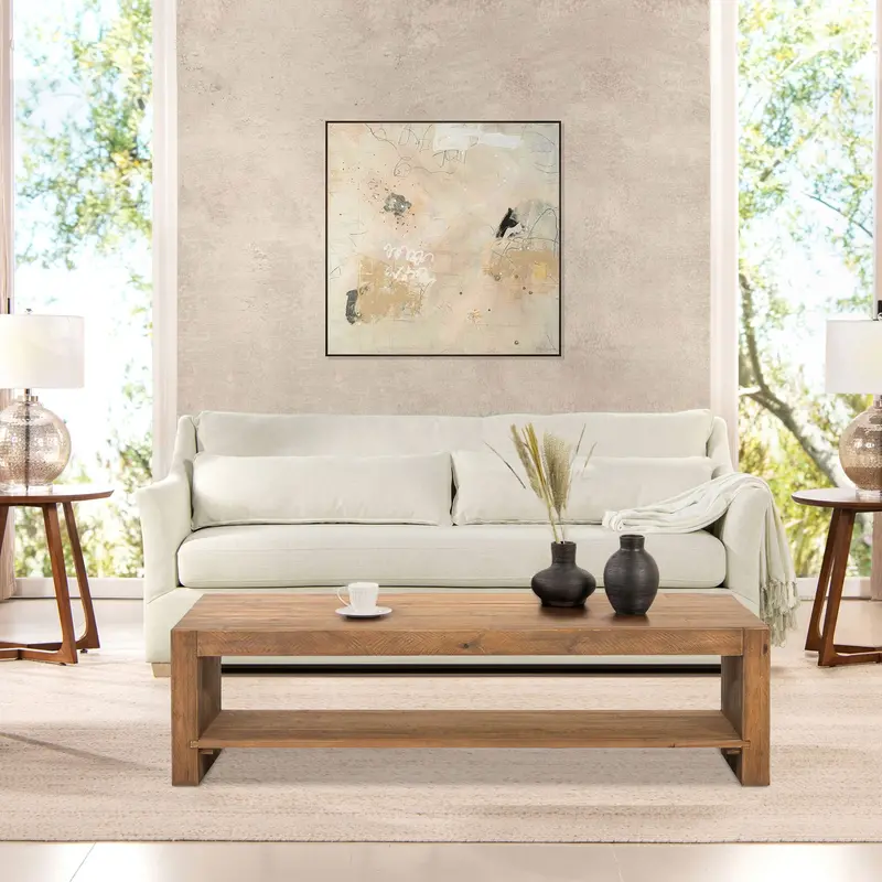 Ada Contemporary Flared-Arm Sofa – Flax White with Lumbar Support Pillows
