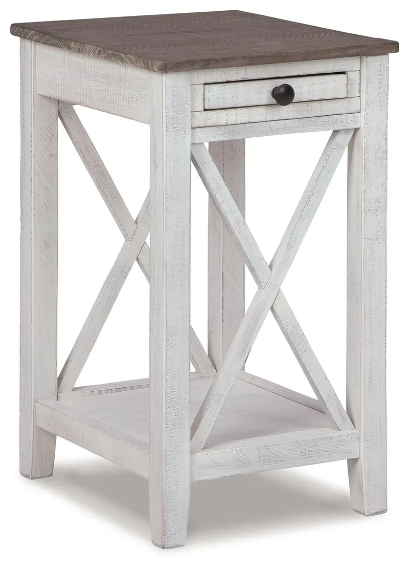 Adalane White and Gray Modern Accent Table