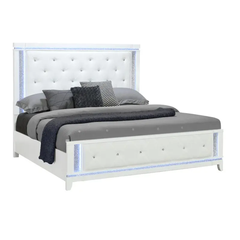 Adalid 5-Piece Bedroom Collection with Twinkle-Finish Trim and Soft LED Illumination