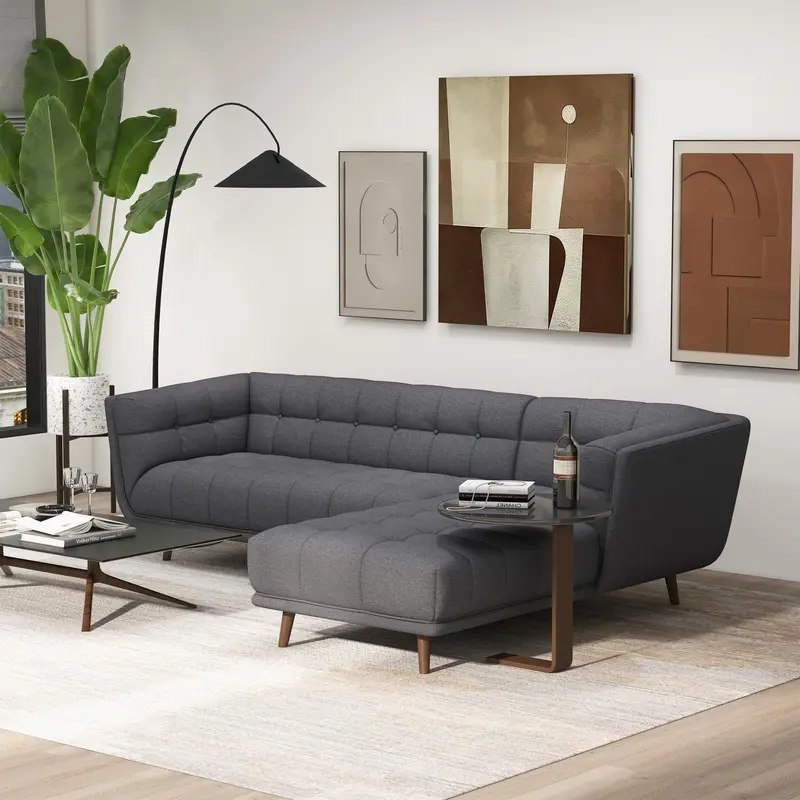 Addison Tufted L-Shaped Sectional Sofa – Modular Fabric Seating