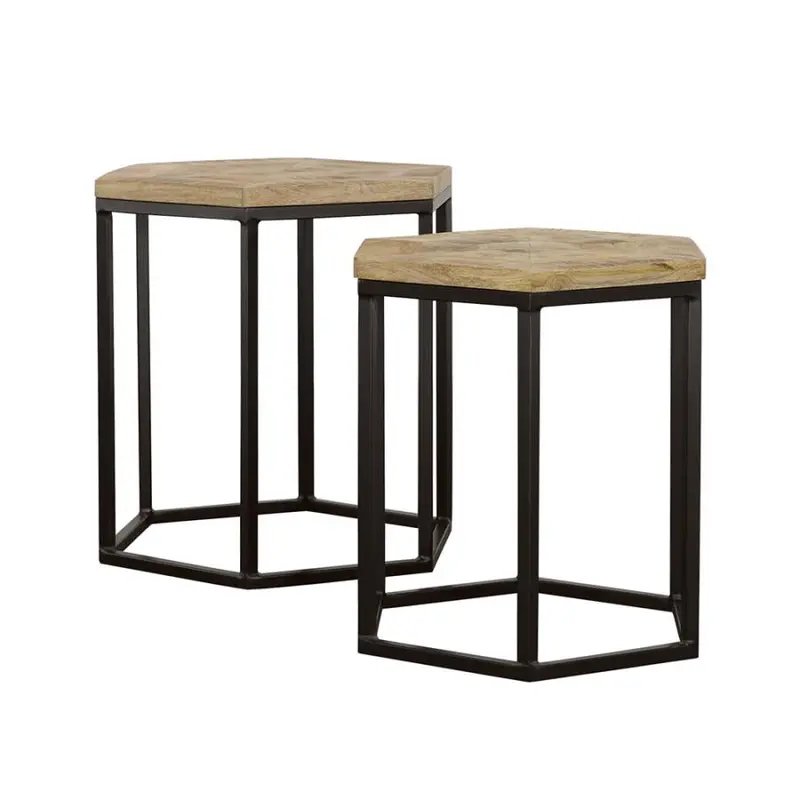 Adger Natural and Black 2-Piece Hexagonal Nesting Tables