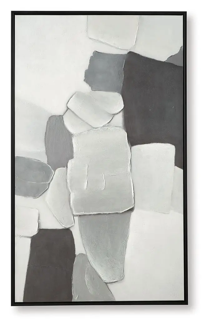 Adilson White Gray and Black Abstract Wall Art for Modern Minimalism