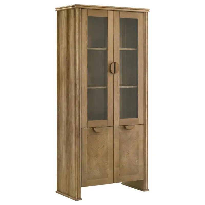 Adina Distressed Light Brown Tall Display Cabinet